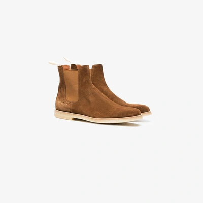 Shop Common Projects Brown Suede Chelsea Boots