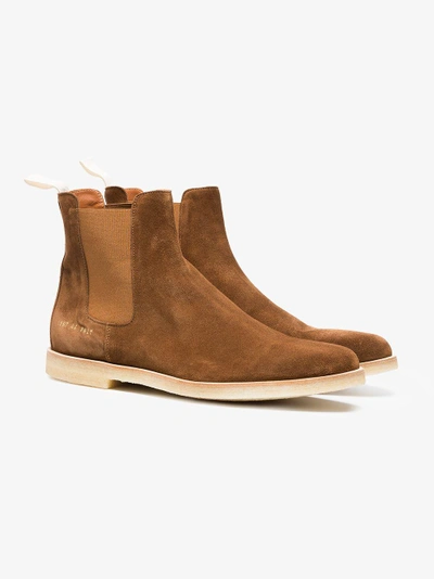 Shop Common Projects Brown Suede Chelsea Boots