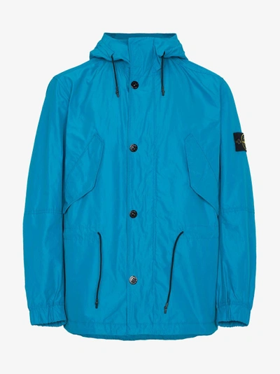 Shop Stone Island Micro Reps Hooded Parka Jacket In Blue