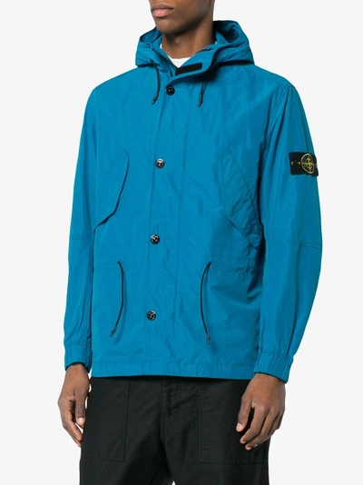 Shop Stone Island Micro Reps Hooded Parka Jacket In Blue