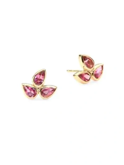 Shop Anzie Bouquet Pink Tourmaline & 14k Yellow Gold Earrings