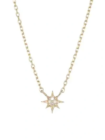 Shop Anzie Women's Micro Aztec North Star Diamond & Gold Necklace In Yellow Gold