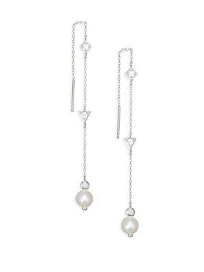 Shop Anzie Cléo Freshwater Pearls & Sapphire Silver Chain Earrings