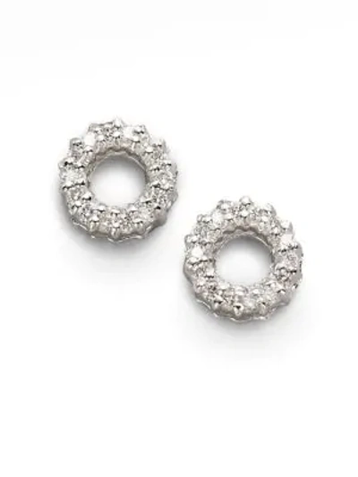 Shop Roberto Coin Diamond & 18k White Gold Circle Earrings