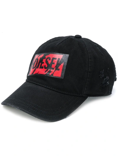 Shop Diesel Distressed Logo Cap - Black