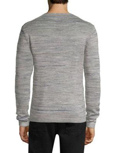 Shop John Varvatos Intarsia Tuck Stitch V-neck Sweater In Light Grey