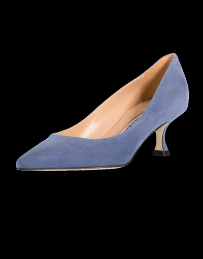 Shop Manolo Blahnik Srila Suede Pump In Denim