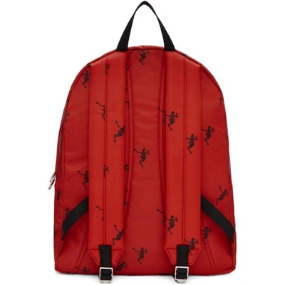 Shop Alexander Mcqueen Red & Black Small Dancing Skeleton Backpack
