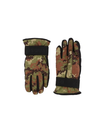 Shop Dsquared2 Man Gloves Military Green Size 9 Polyamide