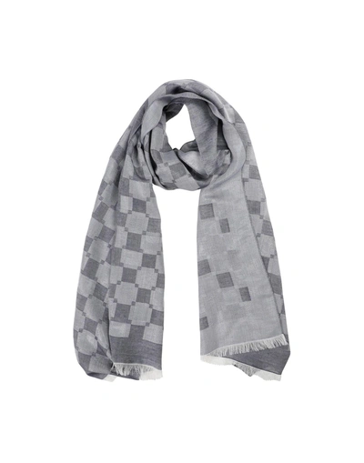 Shop Armani Collezioni Oblong Scarves In Slate Blue