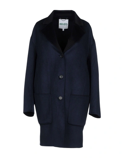 Shop Kenzo Coat In Dark Blue