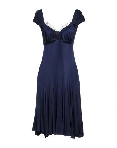 Shop Blumarine Knee-length Dress In Dark Blue