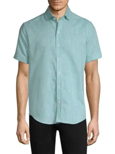 Shop Robert Graham Isia Button-down Shirt In Teal