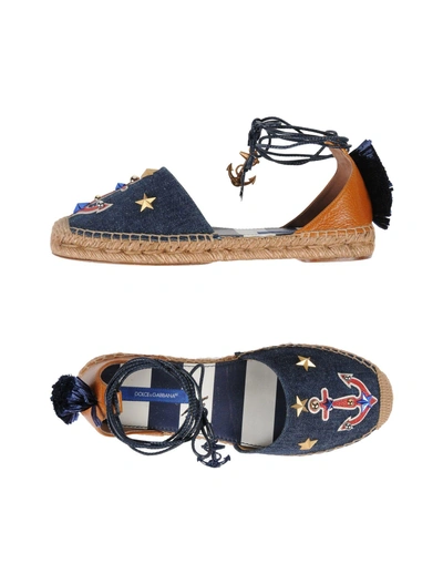 Shop Dolce & Gabbana Woman Espadrilles Blue Size 7.5 Textile Fibers, Leather