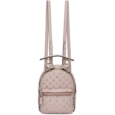 Shop Valentino Pink  Garavani Paper Leather Mini Quilted Backpack