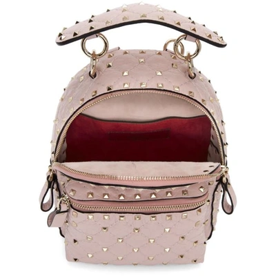 Shop Valentino Pink  Garavani Paper Leather Mini Quilted Backpack