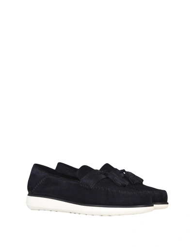 Shop Giorgio Armani Loafers In Dark Blue