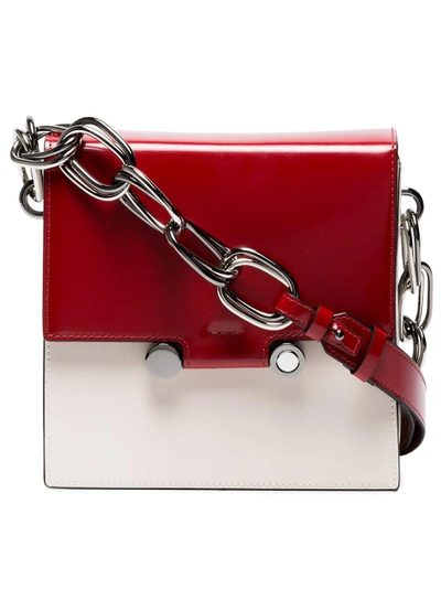 Red and White Caddy Leather Shoulder Bag