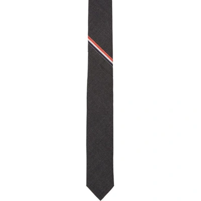 Shop Thom Browne Grey Classic Seamed Tie In 025 Dk Gry