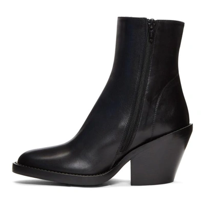 Shop Ann Demeulemeester Black Leather Side Zip Boots