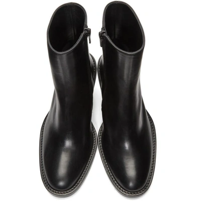Shop Ann Demeulemeester Black Leather Side Zip Boots
