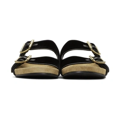 Shop Prada Black Velvet Slip-on Sandals