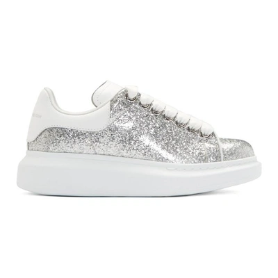 Shop Alexander Mcqueen Silver And White Glitter Oversized Sneakers In 8113 Silver