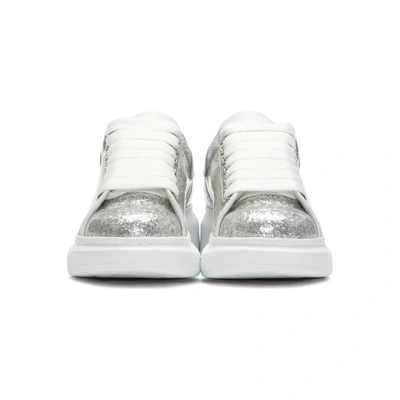 Shop Alexander Mcqueen Silver And White Glitter Oversized Sneakers In 8113 Silver