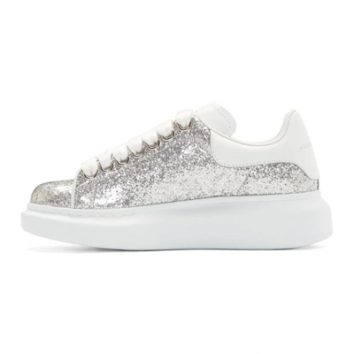 Shop Alexander Mcqueen Silver And White Glitter Oversized Sneakers In 8113 Silver