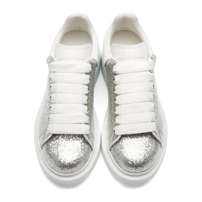 Shop Alexander Mcqueen Silver And White Glitter Oversized Sneakers In 8113 Silver