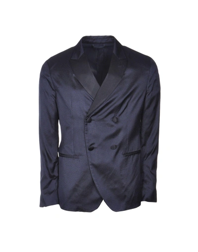 Shop Giorgio Armani Suit Jackets In Dark Blue