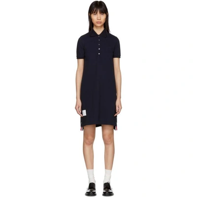 Shop Thom Browne Navy A-line Polo Dress In 415 Navy