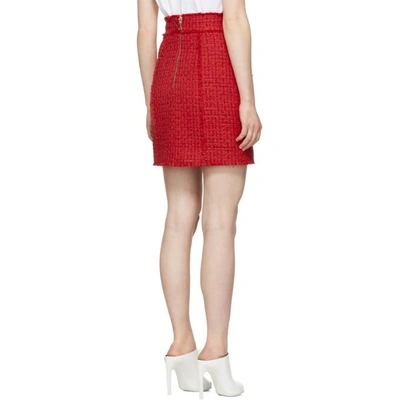 Shop Balmain Red Tweed Miniskirt In C1705 Red
