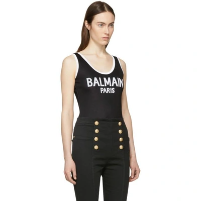 Shop Balmain Black Knit Logo Bodysuit