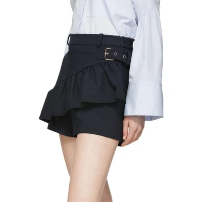 Shop 3.1 Phillip Lim / フィリップ リム 3.1 Phillip Lim Black Ruffle Apron Shorts In Mi401 Midni