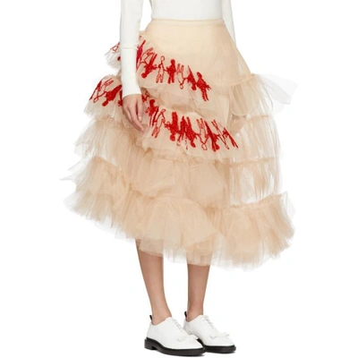 Shop Simone Rocha Pink Tulle Embroidered Dolls Skirt In Nude