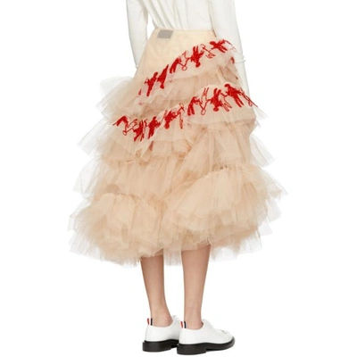 Shop Simone Rocha Pink Tulle Embroidered Dolls Skirt In Nude