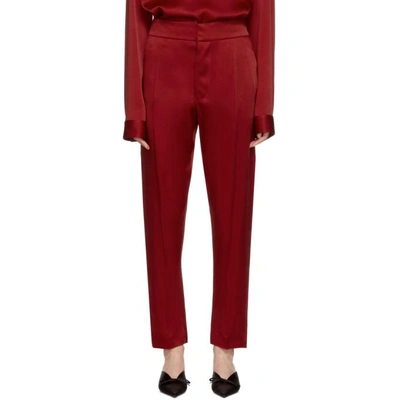 Shop Haider Ackermann Red Shiny Kuiper Casual Trousers In Prehnite Re