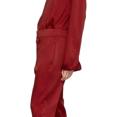 Shop Haider Ackermann Red Shiny Kuiper Casual Trousers In Prehnite Re