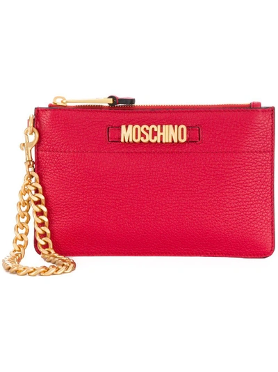Shop Moschino Logo Plaque Clutch Bag