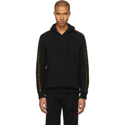 Shop Fendi Black Retro Logo Hoodie In F0qa1