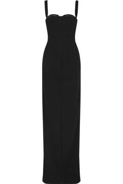 Shop Amanda Wakeley Tsuchi Bead-embellished Cutout Crepe Gown In Black