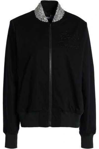 Shop Love Moschino Woman Embellished Cotton-blend Bomber Jacket Black