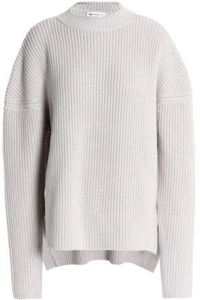 Shop Amanda Wakeley Woman Ribbed Merino Wool Sweater Light Gray