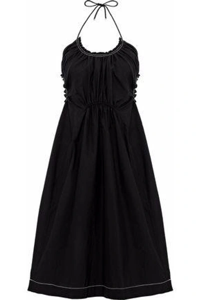Shop 3.1 Phillip Lim / フィリップ リム Gathered Cotton-poplin Halterneck Dress In Black