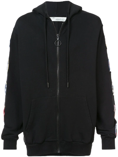 Shop Off-white Patch Zipped Hoodie