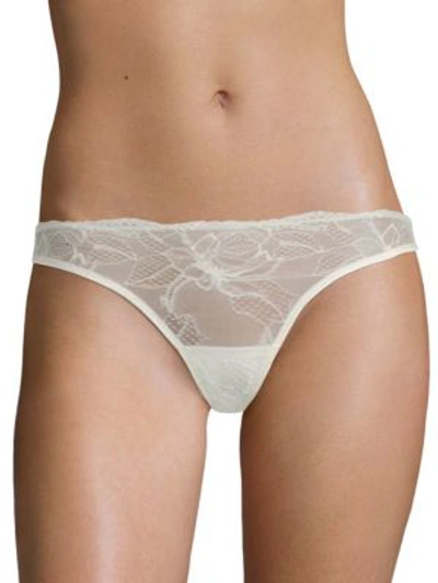 Shop Calvin Klein Classic Lace Thong In Ivory