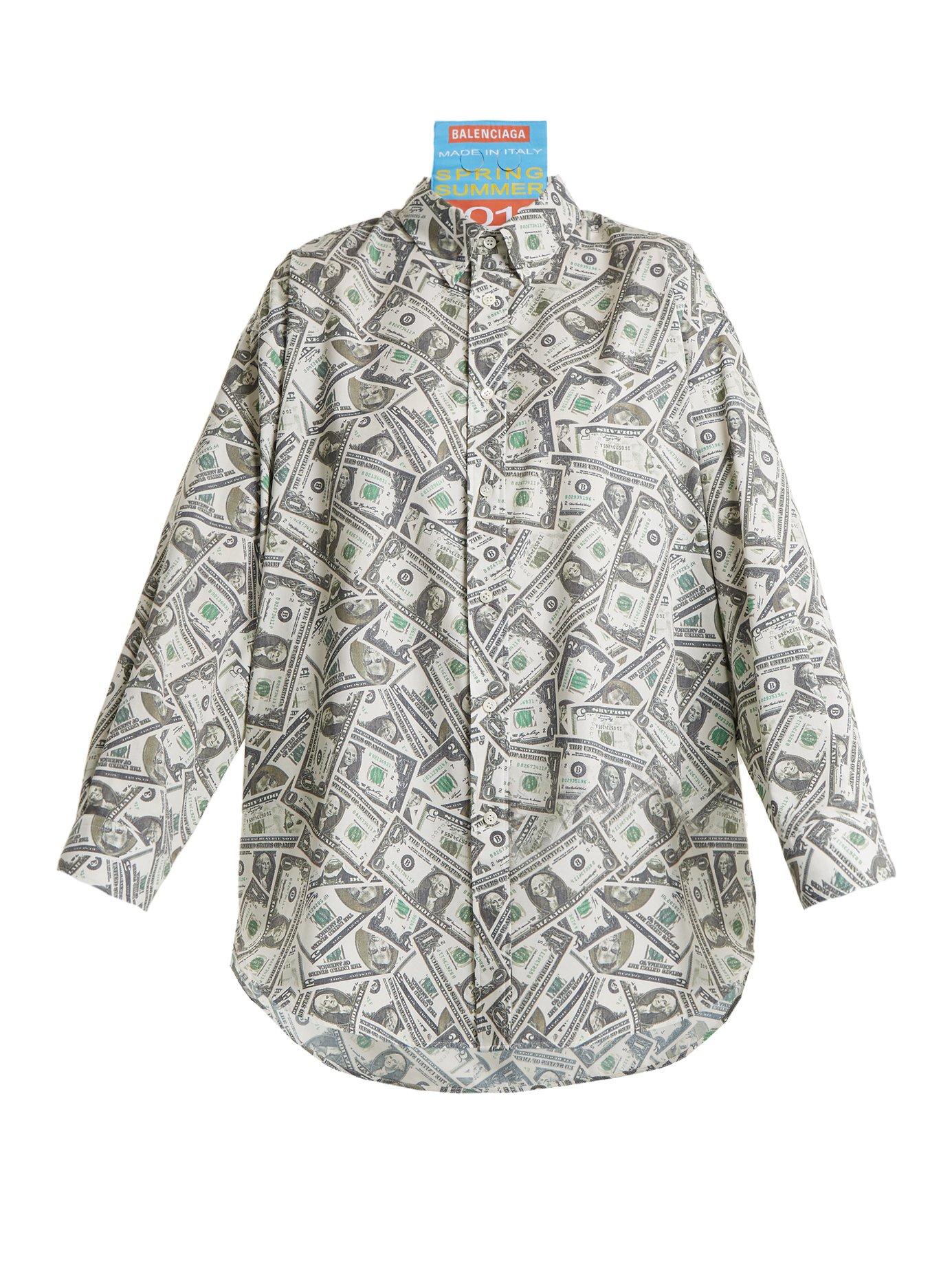 Patch-detail Dollar-print Woven Shirt 