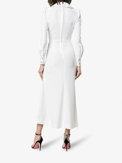 Shop Alessandra Rich V-neck Stud Embellished Maxi Wrap Dress In White