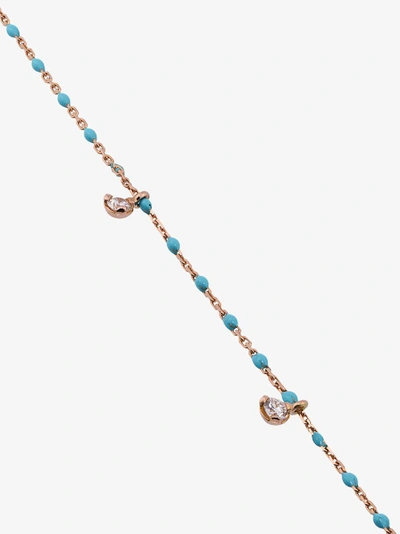 Shop Gigi Clozeau 18k Rose Gold Beaded Diamond Necklace In Blue